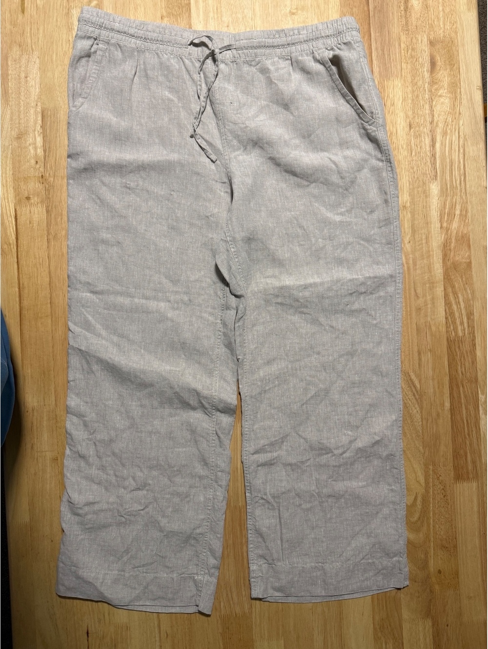 L.L.Bean Women’s Size 18 Regular 100% Linen Pull-On Pants Gray